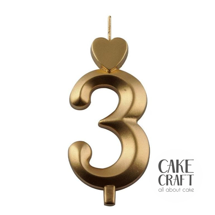 Κεριά & Βεγγαλικά - Κεράκι Γενεθλίων SugarCraft Χρυσό νούμερο 3