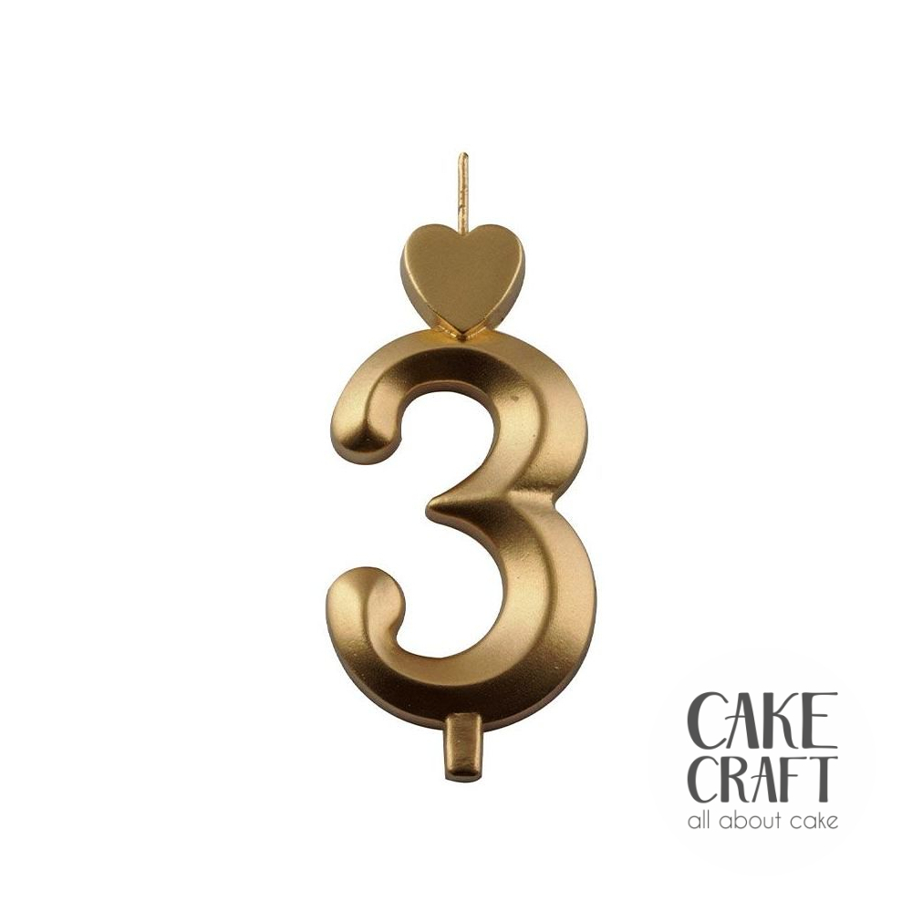 Κεριά & Βεγγαλικά - Κεράκι Γενεθλίων SugarCraft Χρυσό νούμερο 3