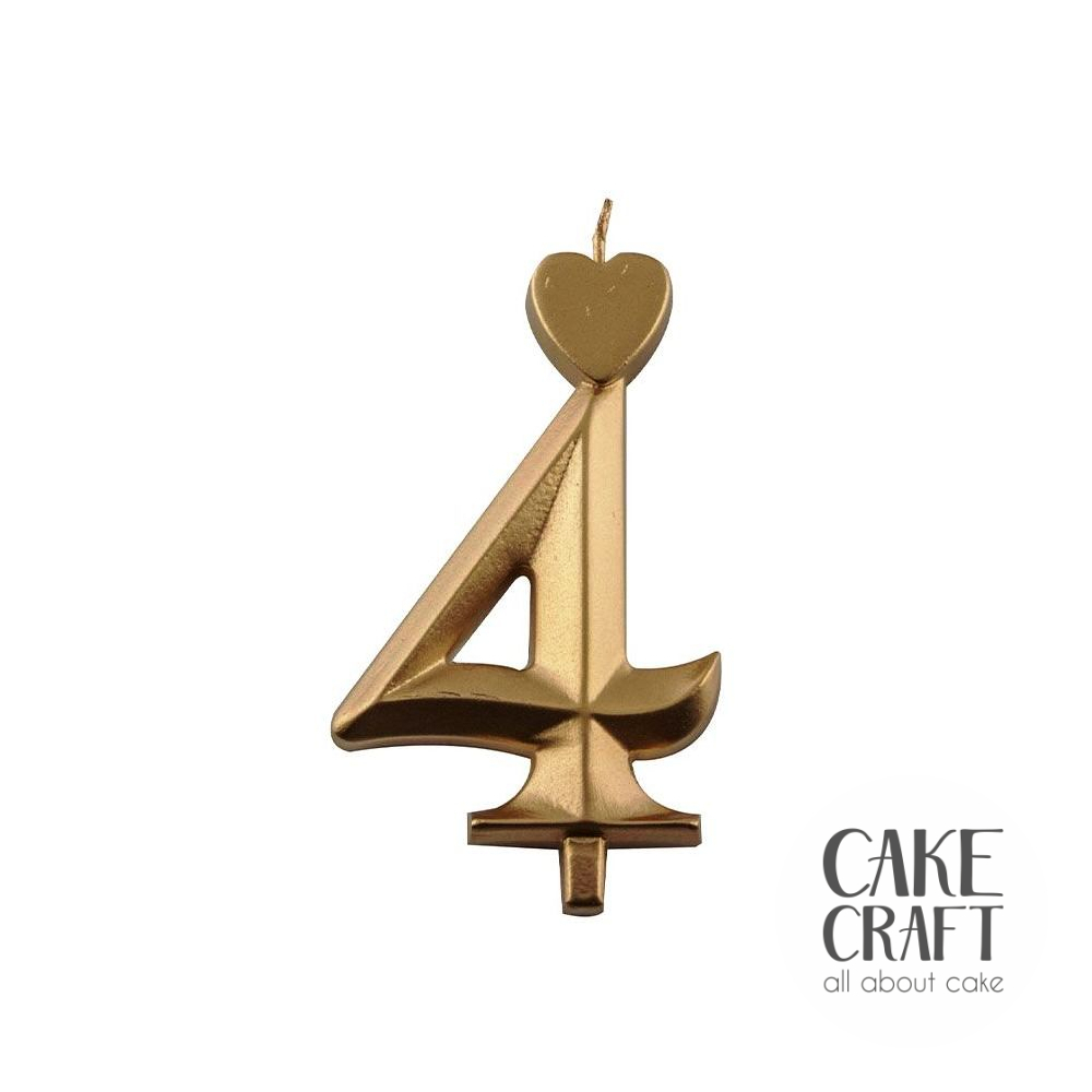 Κεριά & Βεγγαλικά - Κεράκι Γενεθλίων SugarCraft Χρυσό νούμερο 4