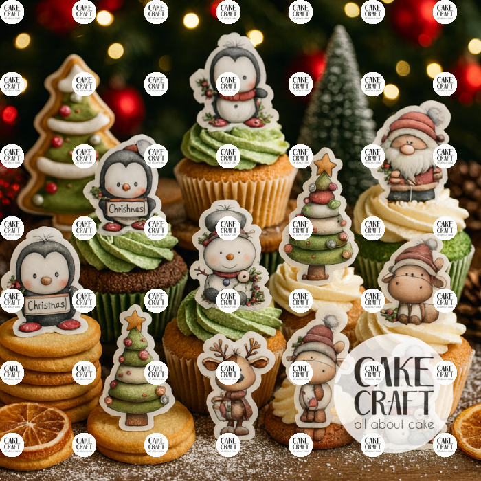 Βρώσιμη Εκτύπωση - Βρώσιμα σχέδια Χαριτωμένα Χριστούγεννα - 16τμχ