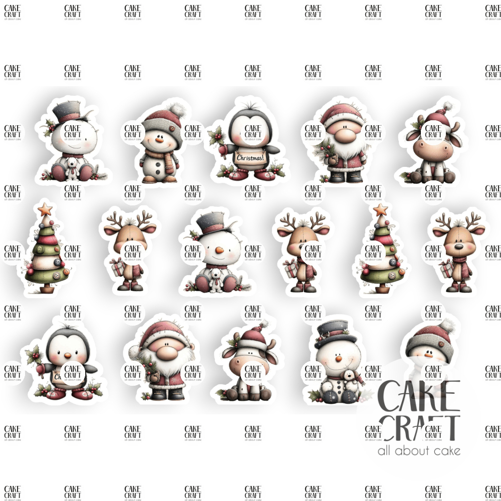 Βρώσιμη Εκτύπωση - Βρώσιμα σχέδια Χαριτωμένα Χριστούγεννα - 16τμχ