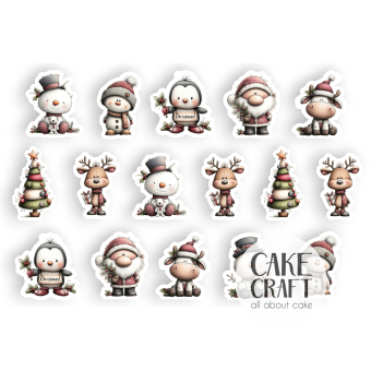 Βρώσιμη Εκτύπωση - Βρώσιμα σχέδια Χαριτωμένα Χριστούγεννα - 16τμχ