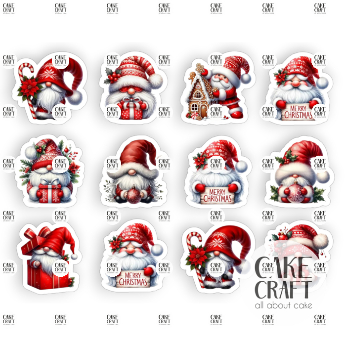 Βρώσιμη Εκτύπωση - Βρώσιμα σχέδια Γιορτινοί Νάνοι - 12τμχ