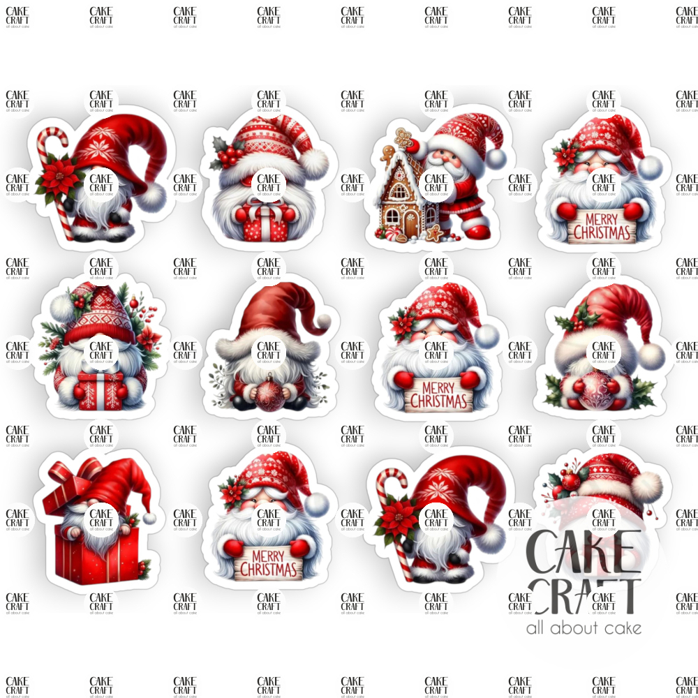 Βρώσιμη Εκτύπωση - Βρώσιμα σχέδια Γιορτινοί Νάνοι - 12τμχ