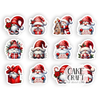 Βρώσιμη Εκτύπωση - Βρώσιμα σχέδια Γιορτινοί Νάνοι - 12τμχ