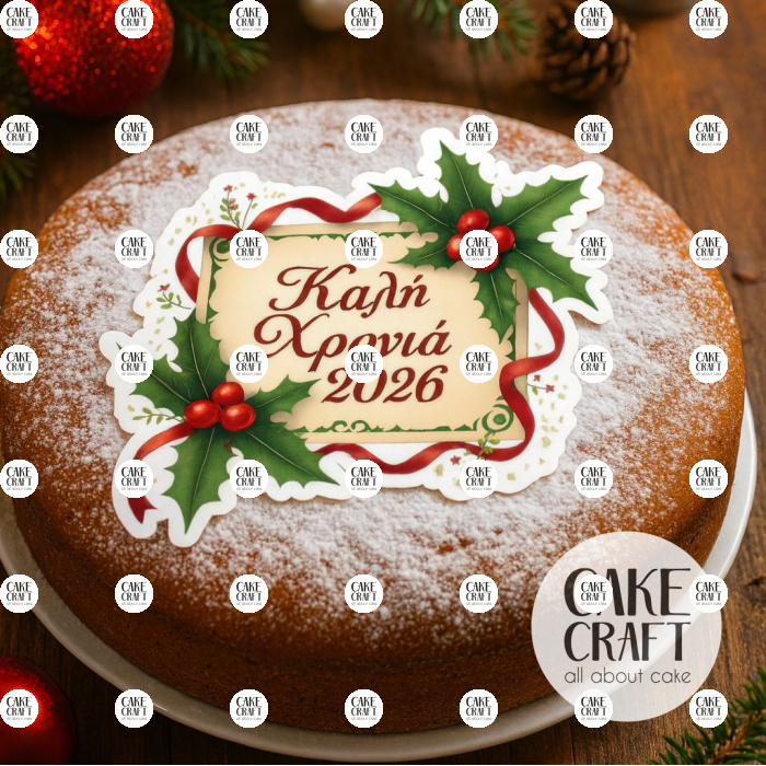 Βρώσιμα Σχέδια Χριστουγεννιάτικα - Βρώσιμo σχέδιo 2026 Βασιλόπιτας v6- 1τμχ