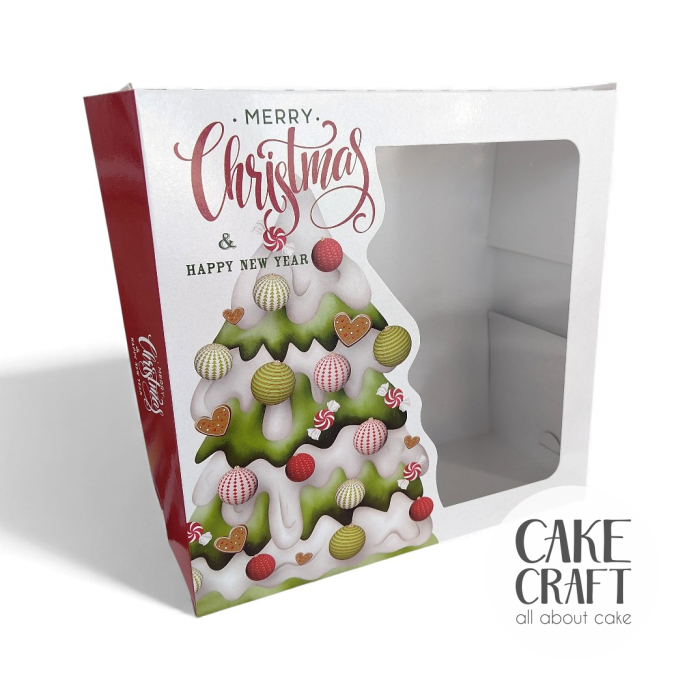 Κουτιά Χριστουγεννιάτικα - Κουτί τούρτας Χριστουγεννιάτικο με παράθυρο Νο30 (30χ30χ10εκ)