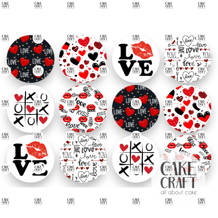 Βρώσιμη Εκτύπωση - Βρώσιμα σχέδια Συλλογή Βαλεντίνος ν1 - 12τμχ