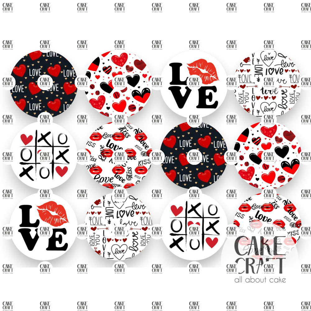 Βρώσιμη Εκτύπωση - Βρώσιμα σχέδια Συλλογή Βαλεντίνος ν1 - 12τμχ