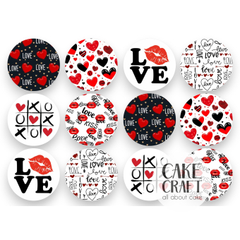 Βρώσιμη Εκτύπωση - Βρώσιμα σχέδια Συλλογή Βαλεντίνος ν1 - 12τμχ