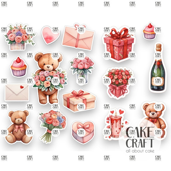 Βρώσιμη Εκτύπωση - Βρώσιμα σχέδια Συλλογή Βαλεντίνος ν3 - 17τμχ