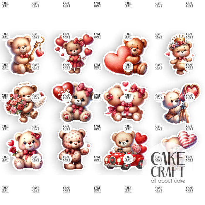 Βρώσιμα Σχέδια Γάμου / Βαλεντίνου - Βρώσιμα σχέδια Συλλογή Βαλεντίνος Αρκουδάκια - 12τμχ