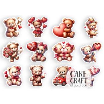 Βρώσιμα Σχέδια Γάμου / Βαλεντίνου - Βρώσιμα σχέδια Συλλογή Βαλεντίνος Αρκουδάκια - 12τμχ