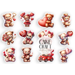 Βρώσιμα Σχέδια Γάμου / Βαλεντίνου - Βρώσιμα σχέδια Συλλογή Βαλεντίνος Αρκουδάκια - 12τμχ