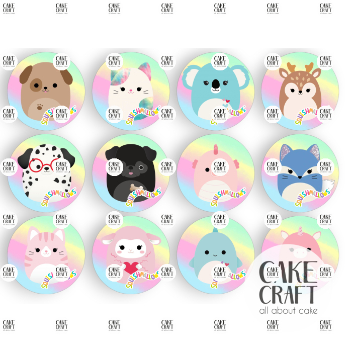 Βρώσιμη Εκτύπωση - Βρώσιμα σχέδια Squishmallows set - 12τμχ