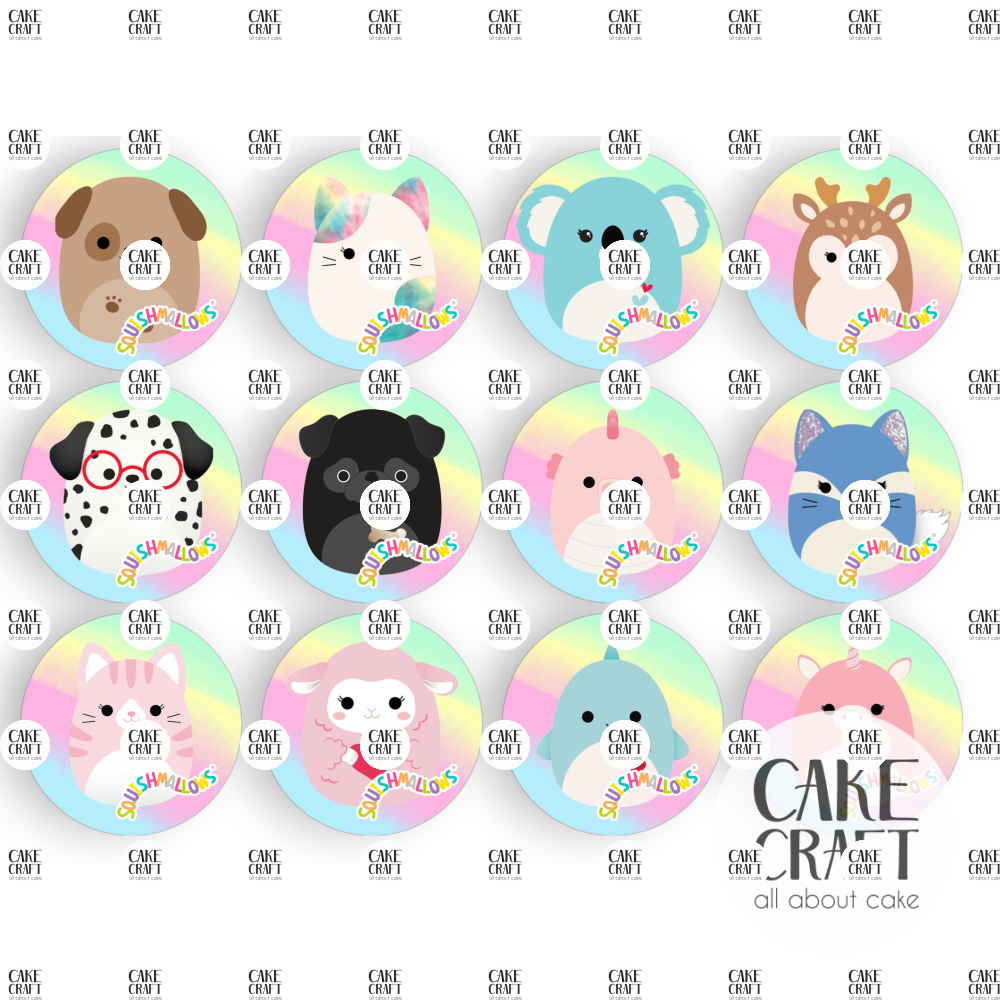 Βρώσιμη Εκτύπωση - Βρώσιμα σχέδια Squishmallows set - 12τμχ