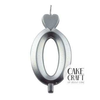 Κεριά & Βεγγαλικά - Κεράκι Γενεθλίων SugarCraft Ασημί νούμερο 0