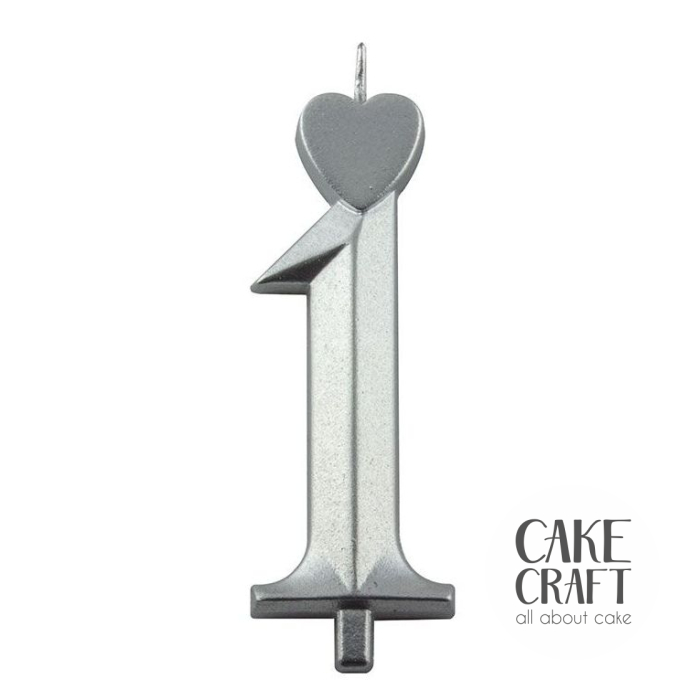 Κεριά & Βεγγαλικά - Κεράκι Γενεθλίων SugarCraft Ασημί νούμερο 1