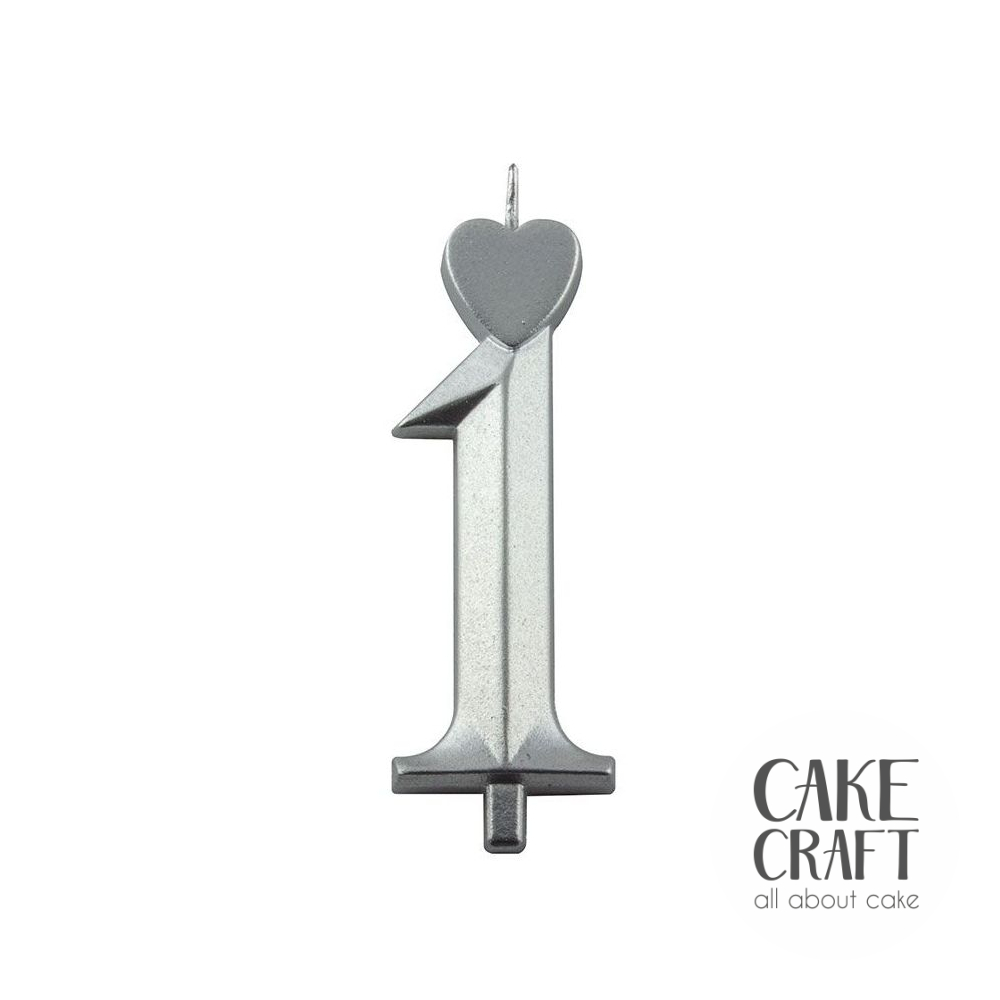 Κεριά & Βεγγαλικά - Κεράκι Γενεθλίων SugarCraft Ασημί νούμερο 1