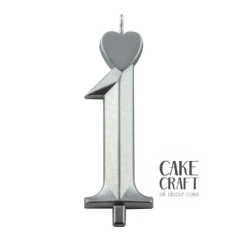 Κεριά & Βεγγαλικά - Κεράκι Γενεθλίων SugarCraft Ασημί νούμερο 1