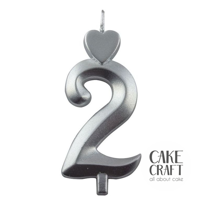 Κεριά & Βεγγαλικά - Κεράκι Γενεθλίων SugarCraft Ασημί νούμερο 2