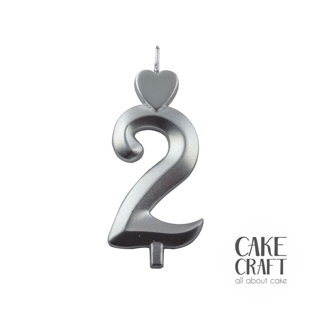 Κεριά & Βεγγαλικά - Κεράκι Γενεθλίων SugarCraft Ασημί νούμερο 2