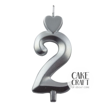 Κεριά & Βεγγαλικά - Κεράκι Γενεθλίων SugarCraft Ασημί νούμερο 2