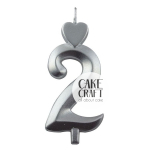 Κεριά & Βεγγαλικά - Κεράκι Γενεθλίων SugarCraft Ασημί νούμερο 2