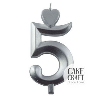 Κεριά & Βεγγαλικά - Κεράκι Γενεθλίων SugarCraft Ασημί νούμερο 5