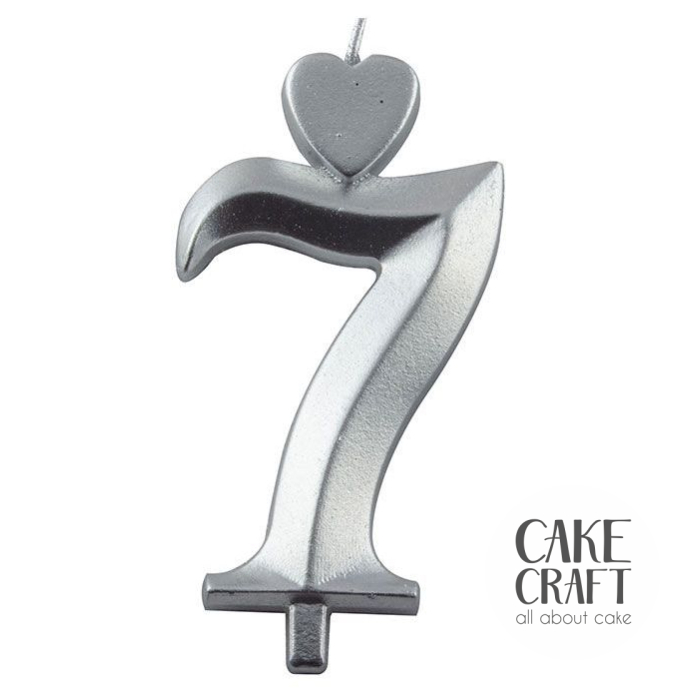 Κεριά & Βεγγαλικά - Κεράκι Γενεθλίων SugarCraft Ασημί νούμερο 7