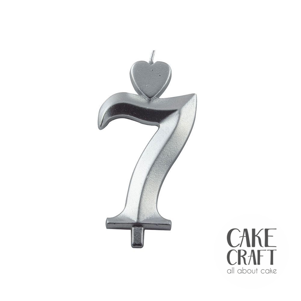 Κεριά & Βεγγαλικά - Κεράκι Γενεθλίων SugarCraft Ασημί νούμερο 7