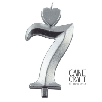 Κεριά & Βεγγαλικά - Κεράκι Γενεθλίων SugarCraft Ασημί νούμερο 7