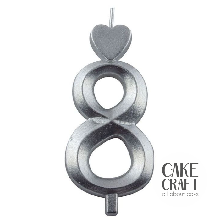 Κεριά & Βεγγαλικά - Κεράκι Γενεθλίων SugarCraft Ασημί νούμερο 8