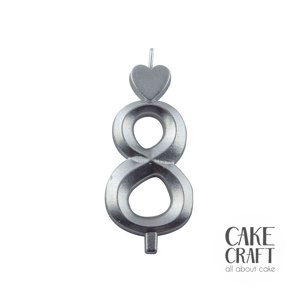 Κεριά & Βεγγαλικά - Κεράκι Γενεθλίων SugarCraft Ασημί νούμερο 8