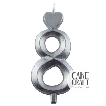 Κεριά & Βεγγαλικά - Κεράκι Γενεθλίων SugarCraft Ασημί νούμερο 8