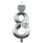 Κεριά & Βεγγαλικά - Κεράκι Γενεθλίων SugarCraft Ασημί νούμερο 8
