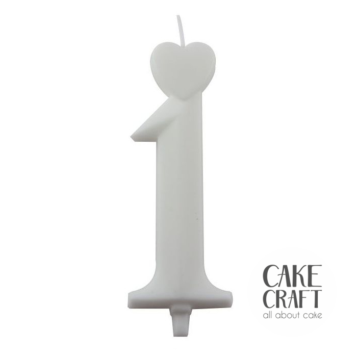 Κεριά & Βεγγαλικά - Κεράκι Γενεθλίων SugarCraft Λευκό νούμερο 1