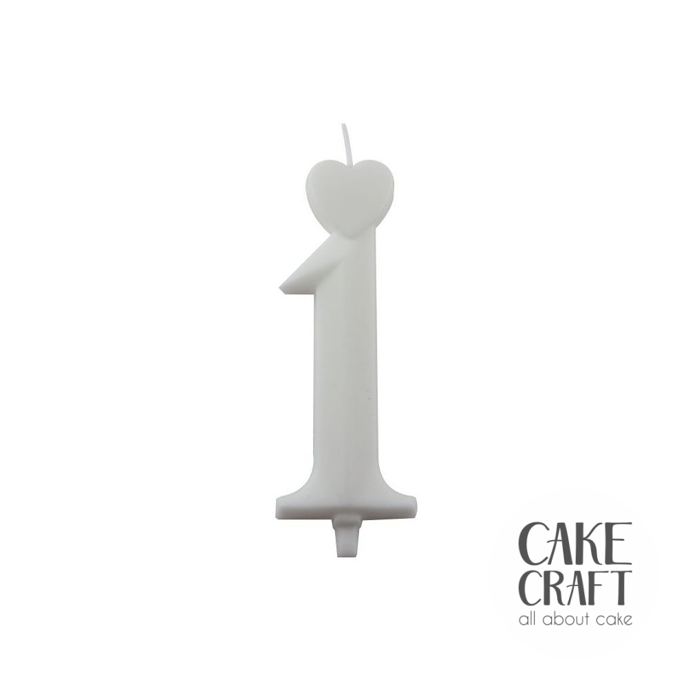 Κεριά & Βεγγαλικά - Κεράκι Γενεθλίων SugarCraft Λευκό νούμερο 1