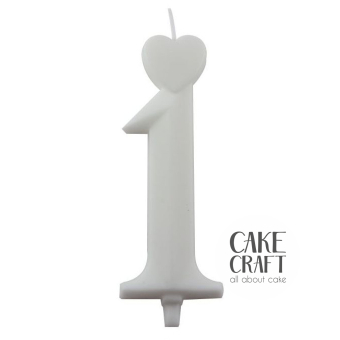 Κεριά & Βεγγαλικά - Κεράκι Γενεθλίων SugarCraft Λευκό νούμερο 1