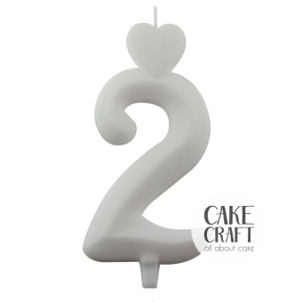 Κεριά & Βεγγαλικά - Κεράκι Γενεθλίων SugarCraft Λευκό νούμερο 2