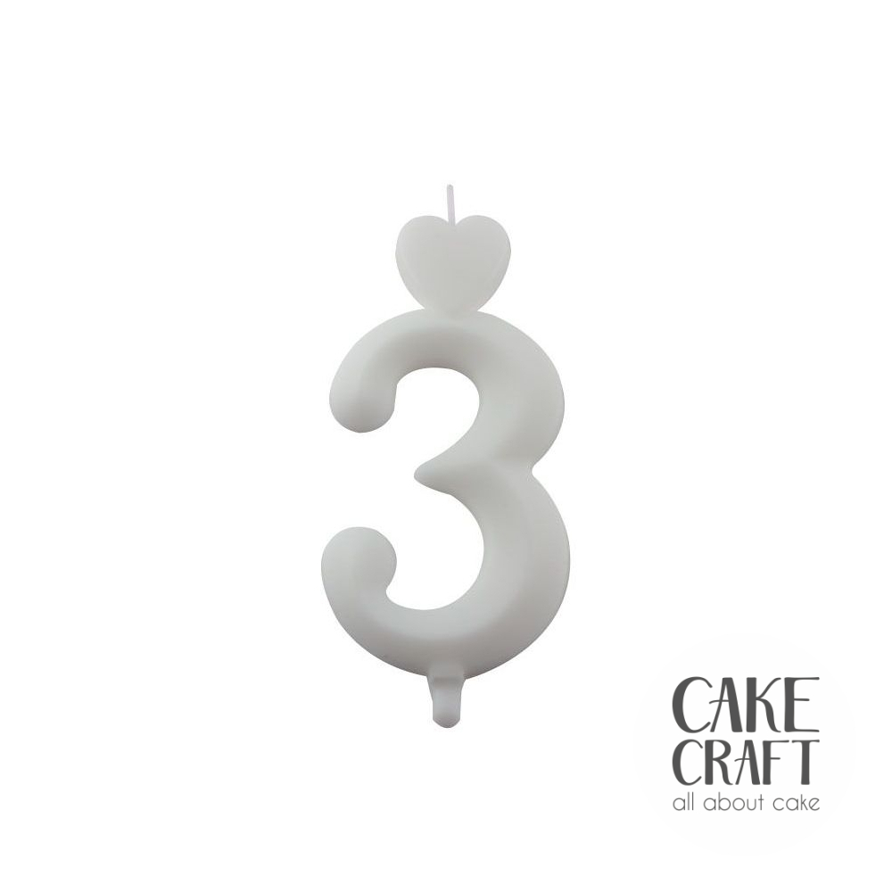 Κεριά & Βεγγαλικά - Κεράκι Γενεθλίων SugarCraft Λευκό νούμερο 3