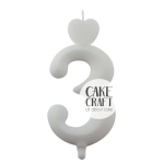 Κεριά & Βεγγαλικά - Κεράκι Γενεθλίων SugarCraft Λευκό νούμερο 3