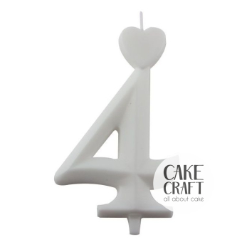 Κεριά & Βεγγαλικά - Κεράκι Γενεθλίων SugarCraft Λευκό νούμερο 4