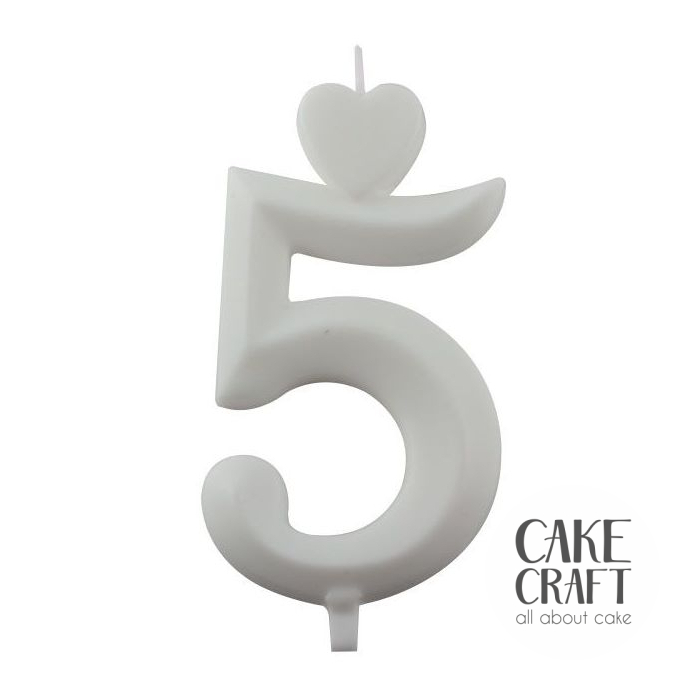 Κεριά & Βεγγαλικά - Κεράκι Γενεθλίων SugarCraft Λευκό νούμερο 5