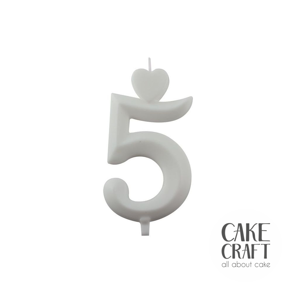 Κεριά & Βεγγαλικά - Κεράκι Γενεθλίων SugarCraft Λευκό νούμερο 5