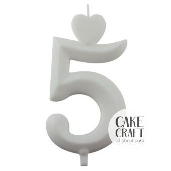 Κεριά & Βεγγαλικά - Κεράκι Γενεθλίων SugarCraft Λευκό νούμερο 5