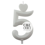 Κεριά & Βεγγαλικά - Κεράκι Γενεθλίων SugarCraft Λευκό νούμερο 5
