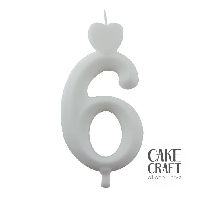Κεριά & Βεγγαλικά - Κεράκι Γενεθλίων SugarCraft Λευκό νούμερο 6