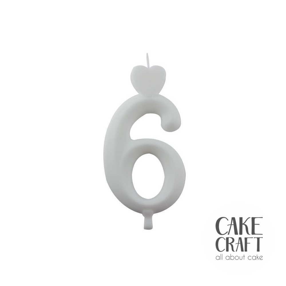 Κεριά & Βεγγαλικά - Κεράκι Γενεθλίων SugarCraft Λευκό νούμερο 6