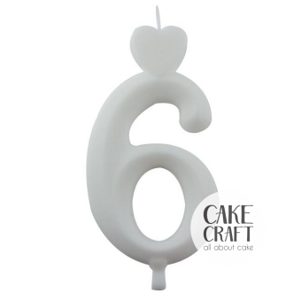 Κεριά & Βεγγαλικά - Κεράκι Γενεθλίων SugarCraft Λευκό νούμερο 6